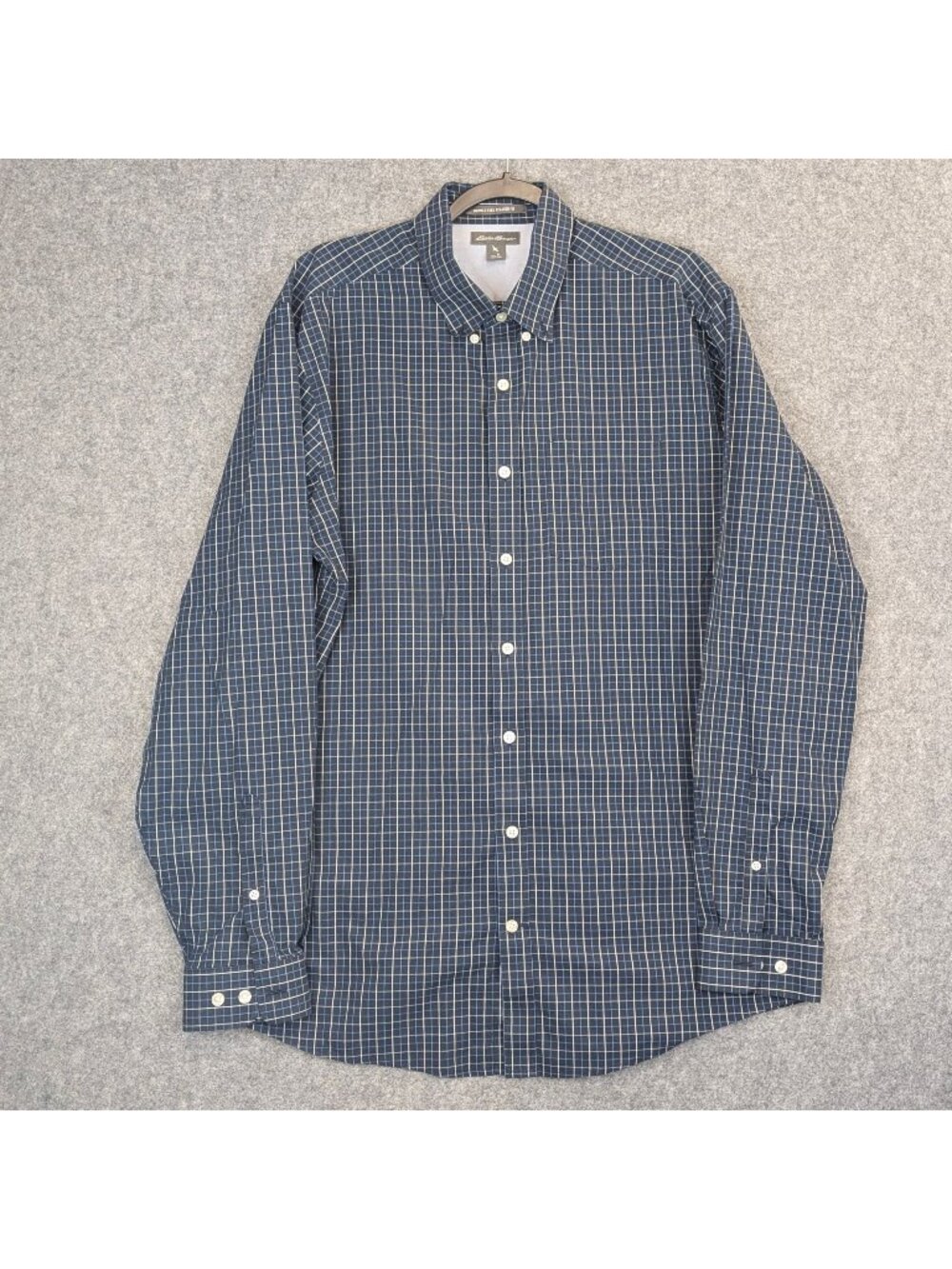 Eddie Bauer Mens Large Tall Shirt Button Down Blue Wrinkle Free Long Sleeve TL